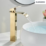 thumbnail of ROSA | Torneira de banheiro com cascata alta premium dourada | Misturadora Hotel Gastro Premium para lavatório independente - de aço inox bica alta