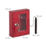 thumbnail of Relaxdays Notschlüsselkasten mit Glasscheibe, Hammer & Schlüssel, abschließbar, Metall, Notschlüsselbox, Notkasten, rot