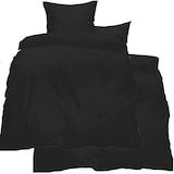thumbnail of 4-tlg. Seersucker Bettwäsche 2X (135x200 + 80x80 cm), uni einfarbig, schwarz, Reissverschluß, bügelfrei, Microfaser