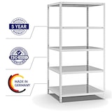 thumbnail of PROREGAL Fachbodenregal Schraubsystem | Grundregal | HxBxT 200x100x80cm | 5 Ebenen | Fachlast 125 kg | Beidseitig nutzbar | Lichtgrau
