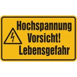 thumbnail of Warnschild, Hochspannung Vorsicht! Lebensgefahr - 300x200x0.45 mm Aluminium geprägt