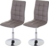 thumbnail of 2er-Set Esszimmerstuhl HWC-C41, Stuhl Küchenstuhl, höhenverstellbar drehbar, Kunstleder FSC®-zertifiziert ~ taupe-grau