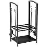 thumbnail of Outsunny Suporte para Lenha de 2 Níveis Porta Lenha Exterior e Interior Metálico com 4 Ferramentas para Lareira Carga Máx. 100kg 40x30x74,5cm Preto