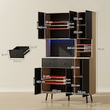 thumbnail of HOMCOM alacena de cocina alta con luces LED RGB 6 puertas 2 cajones encimera y orificio para cables negro y roble 100x40x176 cm