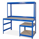 thumbnail of Packtisch / Werkbank mit Aufbau und Unterbau, BxTxH 1500x600/300x1500 mm, blau