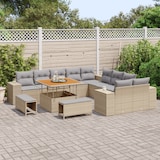 thumbnail of vidaXL 13-teiliges Gartensofa-Set mit beigen Kissen aus Poly Rattan und Akazie.