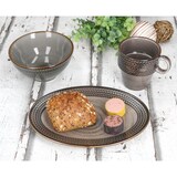 thumbnail of Mäser Prospero 18tlg Frühstücksset Porzellan braun Relief Platten Schalen Becher