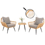 thumbnail of Poly-Rattan Garnitur HWC-N34, Balkon-Set Gartengarnitur Sitzgruppe Stuhl Beistelltisch ~ dunkelgrau