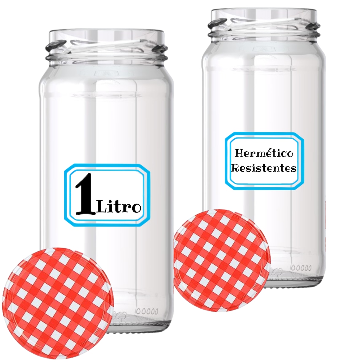 Tarros de Cristal de 1 litro con Tapas de Metal