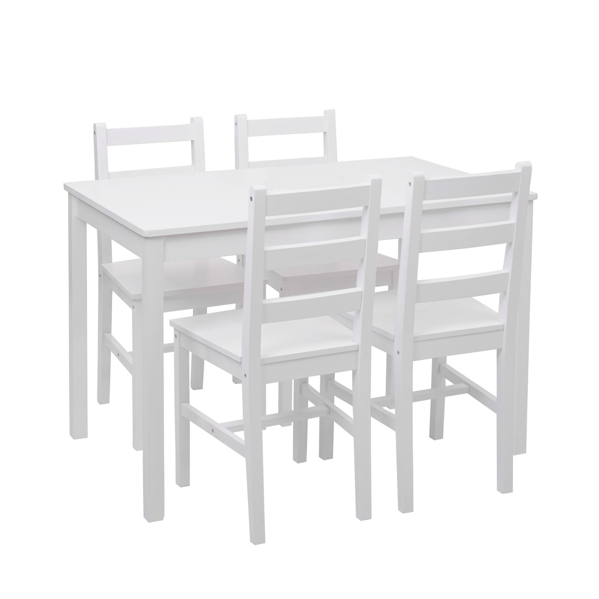 Conjunto de sala de jantar HWC-F77, conjunto de sala de jantar, madeira maciça casa de campo 110cm ~ branco