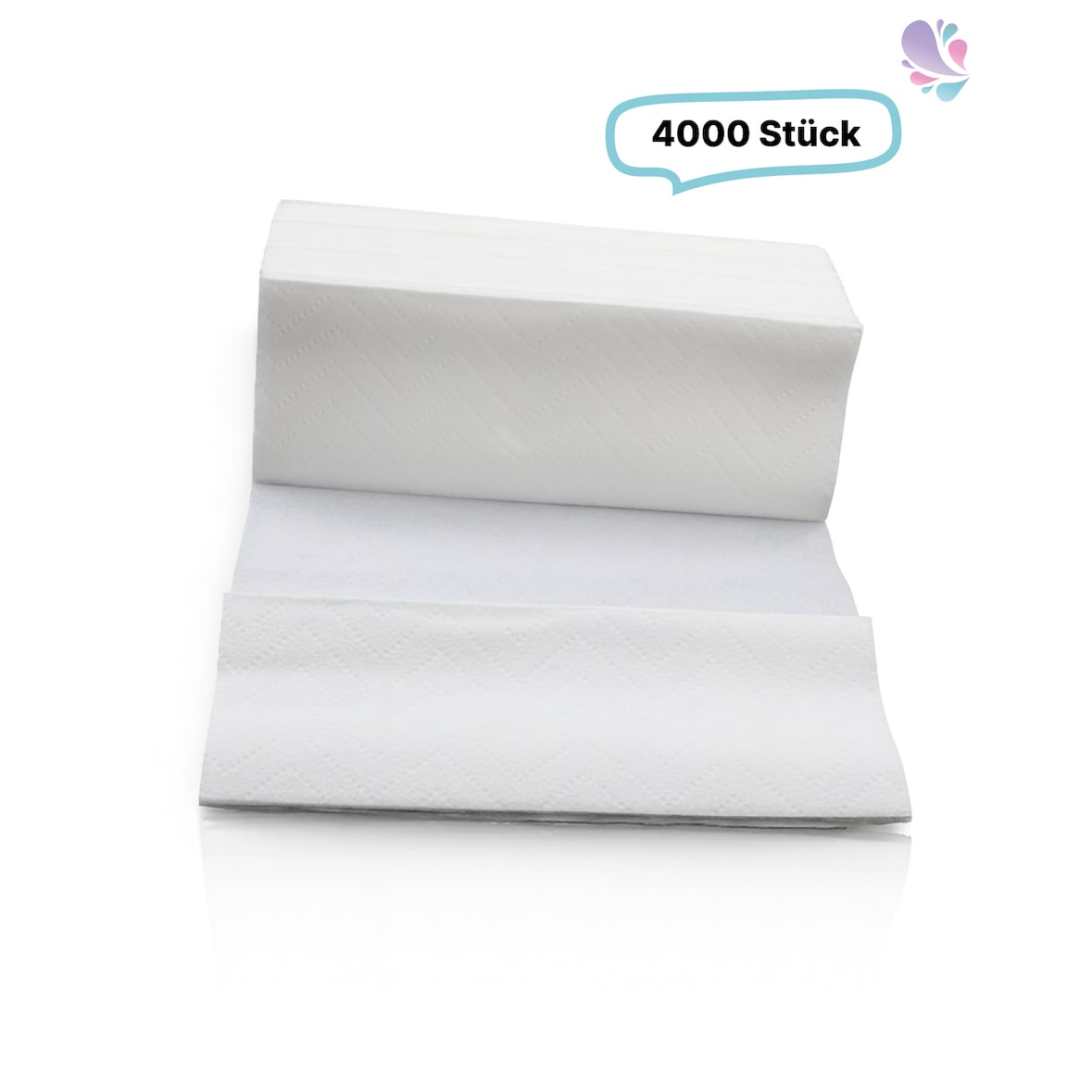 Papierhandtücher ZZ-Falz, Handtuchpapier, Recyclingpapier, hochweiß, 2-lagig, 4.000 Tücher je SET