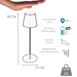 thumbnail of Lampada da Tavolo LED Touch Dimmerabile Ricaricabile USB Luce Calda in Metallo, Senza Fili cm 12x38 Bianco