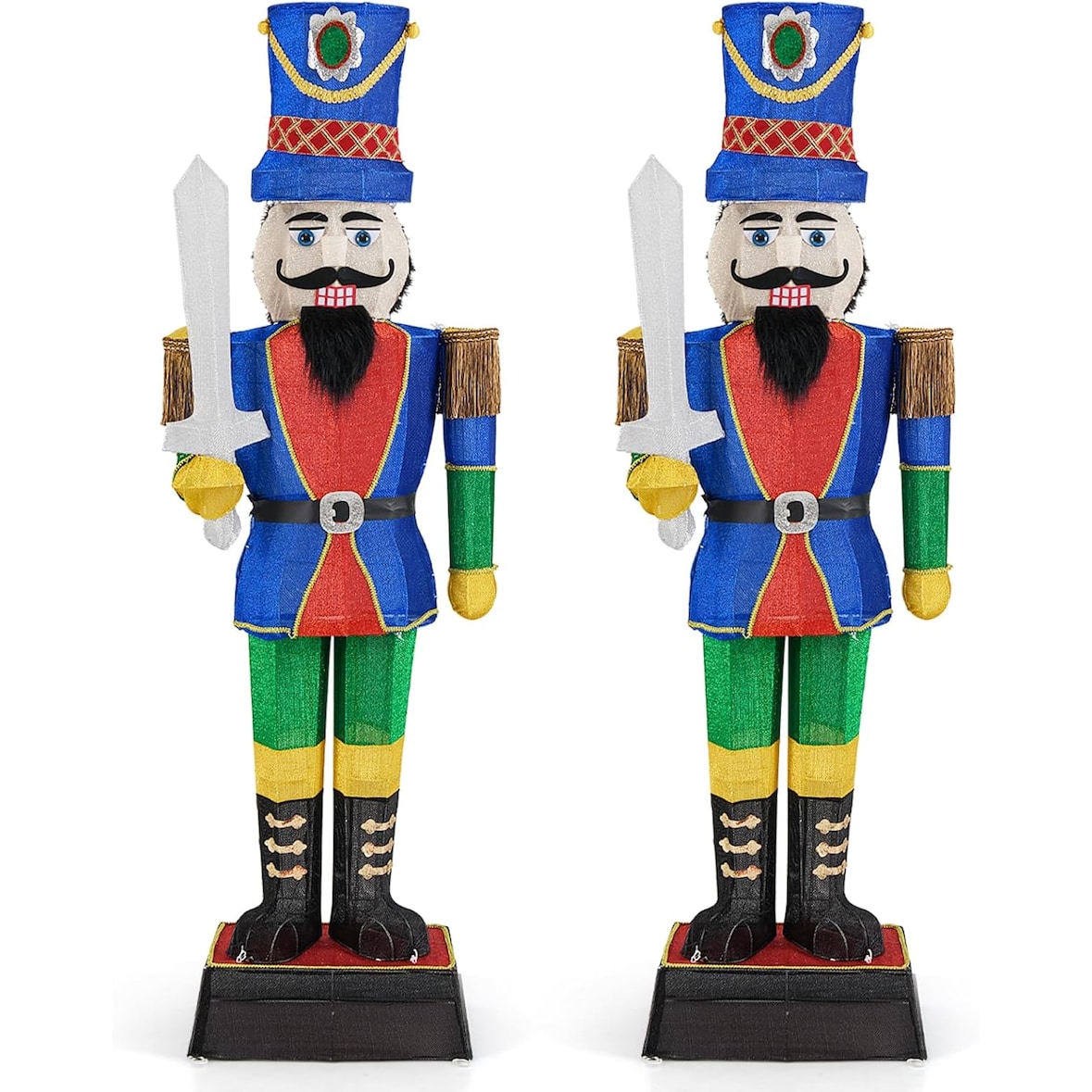 COSTWAY Figura de Natal Quebra-Nozes Grande, Conjunto de 2, 184 cm Decoração de Natal Iluminada XXL