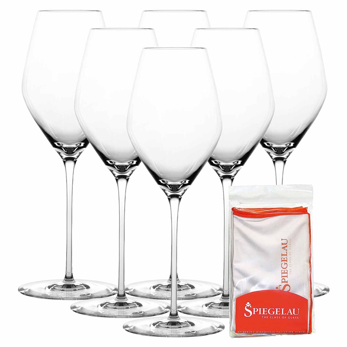 Spiegelau Hi-Lite Champagnerglas 347 ml 6er Set + Poliertuch