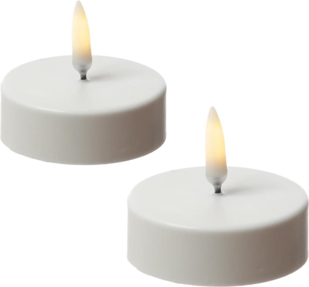 LED Maxi Teelichter Thea XL Uyuni Timer dimmbar D: 6,1cm weiß 2er Set