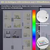 thumbnail of LED Bücherregal 120x40x200 Weiß mit 9 Fächern, 4 Acryltüren, 16-Farben LED Beleuchtung, USB-Anschluss,modernes Sideboard für Wohnzimmer Büro Esszimmer