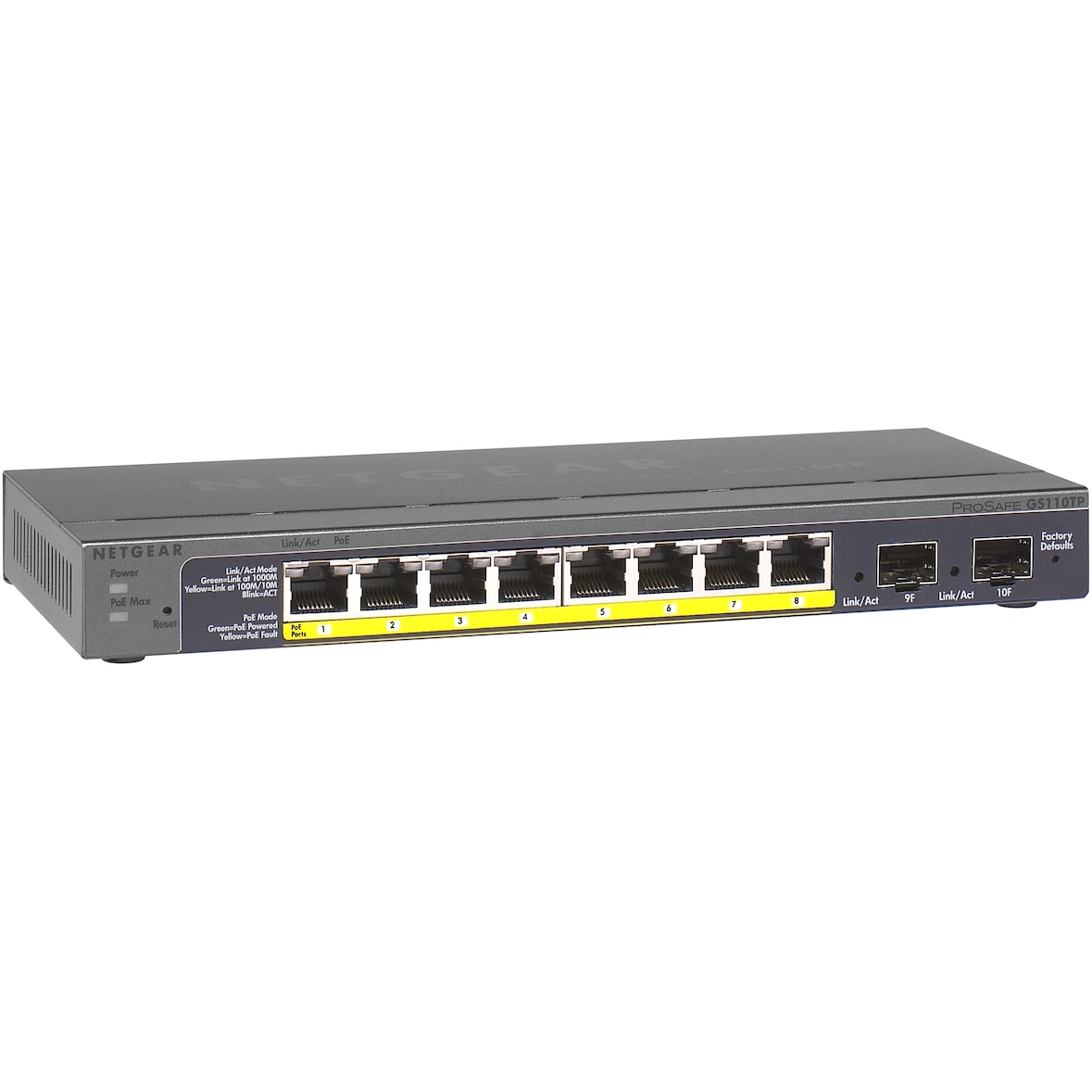 NETGEAR GS110TP Switch Niv.2 8 ports gigabit poe 46W & 2 sfp