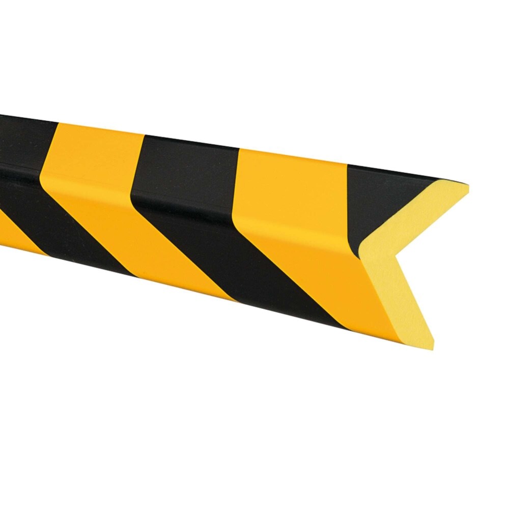 PROREGAL Prallschutz aus Polyurethanschaum | Kantenschutz Winkelförmig, Selbstklebend | HxBxT 4,7x100x4,7cm | Schwarz-Gelb
