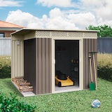 thumbnail of Hoggar - Caseta de Jardín Metálica Coffee 5,30m2 - 257x206x187cm - Respiraderos - Techo Inclinado - Garantía 10 Años - Cobertizo Metal Resistente