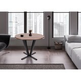 thumbnail of Bistrotafel HWC-M56, eettafel, massief hout HPL laminaat melamine Ø92cm, sheesham hout look, donker frame