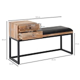 thumbnail of Sitzbank Ziegenleder / Massivholz Bank 100x60x35 cm im Retro Stil, Flur Polsterbank Metall mit Stauraum, Gepolsterte Lederbank Aufbewahrung Schwarz,