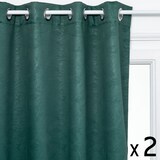 thumbnail of Lot de 2 Rideaux à  œillets Occultant Vert Feuille en relief 140 x 260 cm