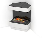 thumbnail of TARAVO - Caminetto elettrico angolare da appoggio a LED - Bianco opaco / marmo nero - 70 x 95 x 30/65 - 400 / 600