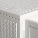 thumbnail of Wandschrank Hängeschrank 60x70x23 cm Weiß mit Glastüren und 3 Ebenen, Metallrahmen mit Flechtoptik, flexibel montierbar, modern