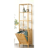 thumbnail of COSTWAY 2 in 1 Mensola da bagno e cesto portabiancheria, mobile alto per bagno in bambù con 3 ripiani