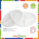 thumbnail of DayBays Plastikteller 3 Geteilt 500 Stk. Weiß Rund Menüteller Plastik Teller 22 cm Einweg Spülmaschinenbeständig