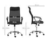 thumbnail of Bürostuhl Drehstuhl mit Netz Schwarz 65x63x119 cm höhenverstellbar mit Wippfunktion Kopfstütze Armlehnen 360 Grad Rollen