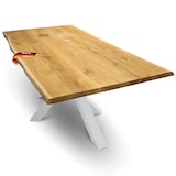 thumbnail of DELUKE® Massivholzplatte Eiche mit Baumkante ERIK - 160x80cm | Tischplatte rechteckig Holzplatte Arbeitsplatte aus Massivholz