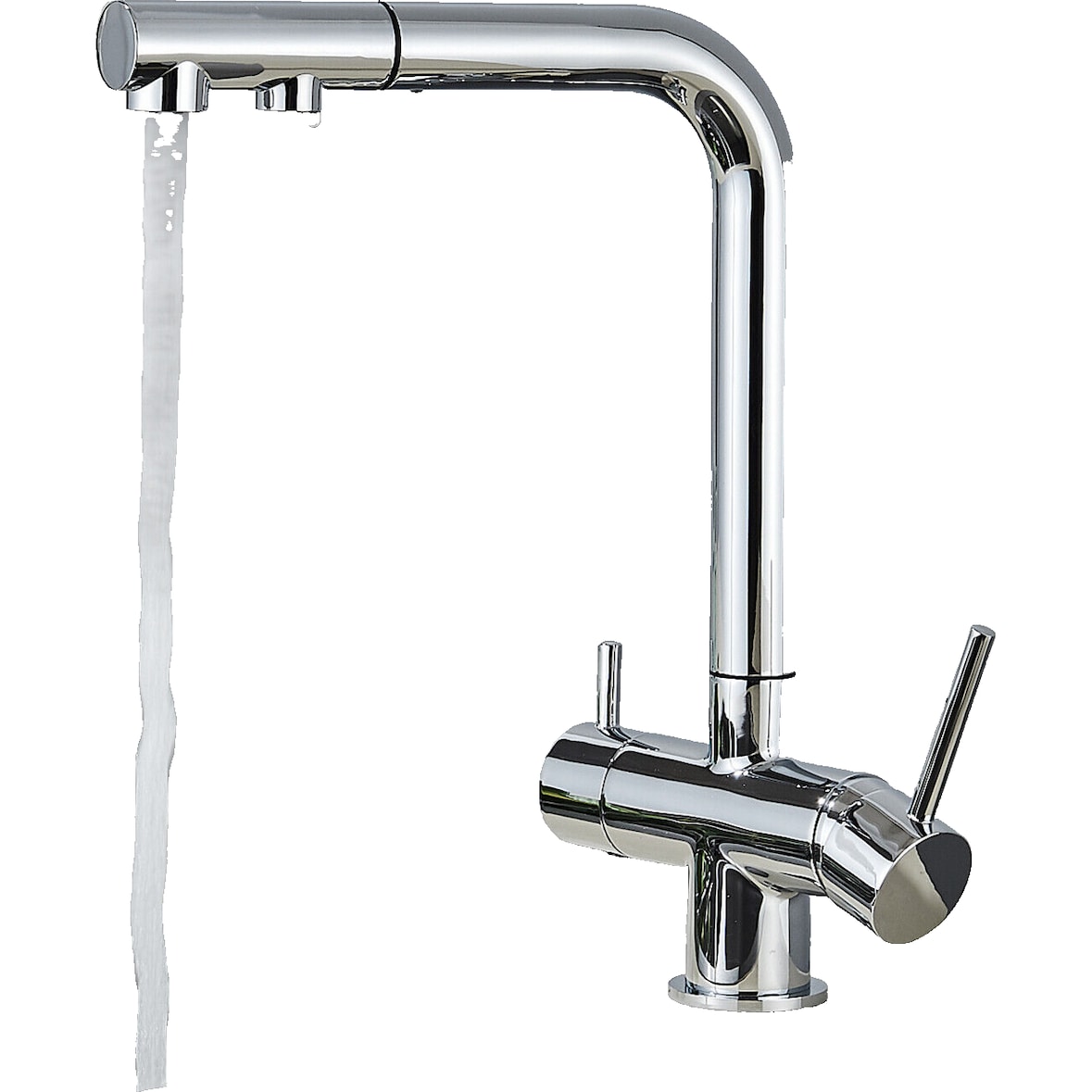 Felix | Rubinetto estraibile 3 vie acciaio inossidabile spazzolato premium |cucina osmosi cromo argento |Miscelatore 360 gradi |Filtra 3 connessioni