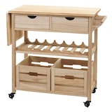 thumbnail of Serveerwagen HWC-G35, keukentrolley keukentrolley theetrolley, grenenhout 89x119x41cm ~ naturel