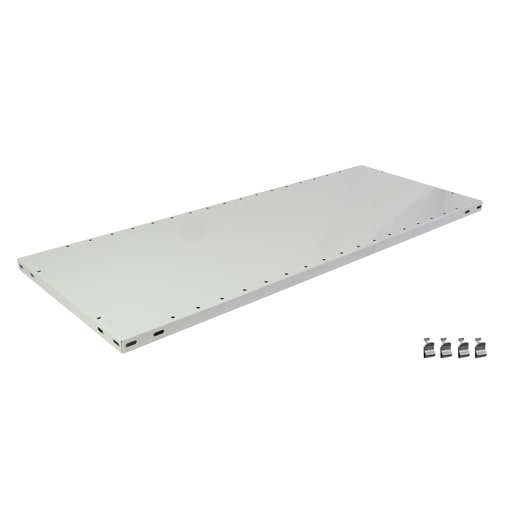Zusatz-Fachboden für PROREGAL Fachbodenregal MULTIplus150 Stecksystem | BxT 100x60cm | Inkl. 4 Fachbodenträgern | Fachlast 150kg | Lichtgrau