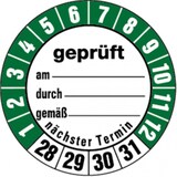 thumbnail of Dreifke® Aufkleber | Prüfetiketten geprüft am... durch... gemäß..ab 28 weiß/ - 35 mm Folie selbstklebend, 10 St