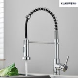 thumbnail of KLARWERK® Bernd | Gastronomie Küchenarmatur Chrom mit Feder | Silber Edelstahl Wasserhahn Küche | Mischbatterie 360° drehbar| Hochdruck 2 Anschlüsse