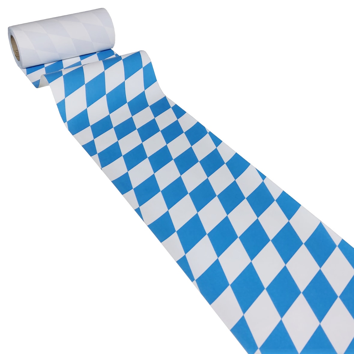 JUNOPAX Papiertischläufer Raute weiß-blau 50m x 0,20m, nass- und wischfest