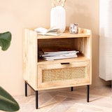 thumbnail of Nachttisch FineBuy Nachtkommode Boxspringbett Holz Rattan 60 cm Wiener Geflecht
