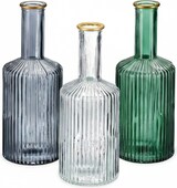 thumbnail of Relaxdays Vasen aus Glas, im 3er Set, Blumenvasen in Flaschenform, H x D: 20,5 x 8 cm, Dekovasen gerillt, mehrfarbig