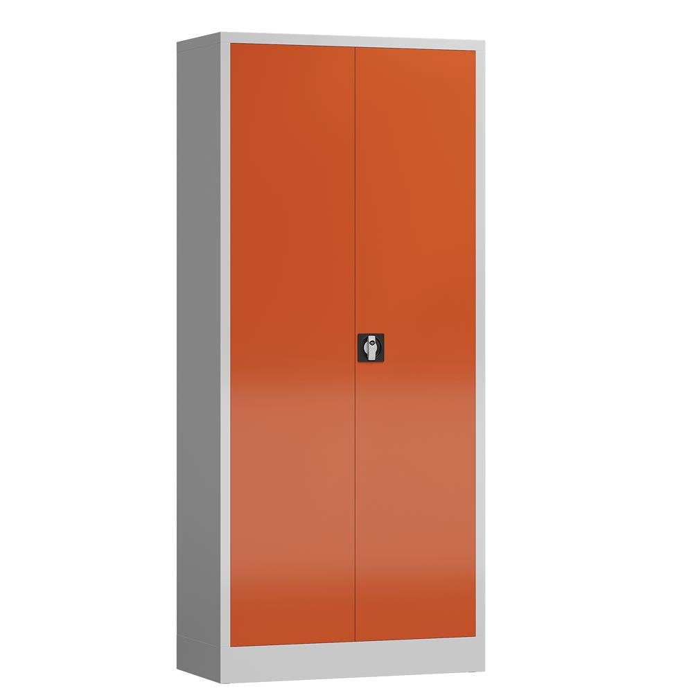 Aktenschrank Metallschrank 2 Türen, 4 Fachböden 180x80x38cm lichtgrau/feuerrot X-530334