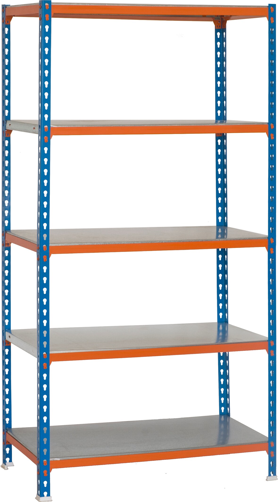 PROREGAL Schwerlastregal BIG METAL SHARK | HxBxT 200x110x40cm | Fachlast 200kg | Blau-Orange| Standregal Lagerregal