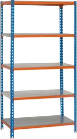 thumbnail of PROREGAL Schwerlastregal BIG METAL SHARK | HxBxT 200x110x40cm | Fachlast 200kg | Blau-Orange| Standregal Lagerregal