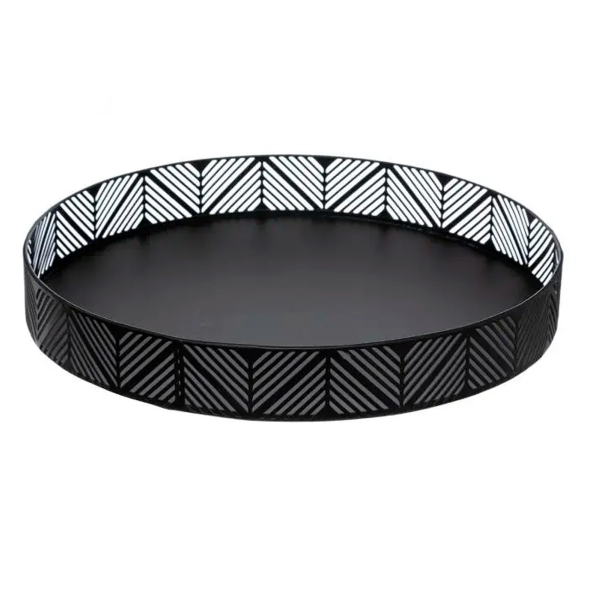 WellHome - Schwarzes Korbtablett 29,5x4,4 cm