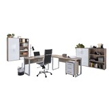 thumbnail of Büromöbel-Set TABOR PRO 1 in Eiche Sonoma / weiß Hochglanz, Arbeitszimmer Komplett-Set