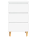 thumbnail of Mesita de noche con patas de madera maciza blanca 40x35x69 cm
