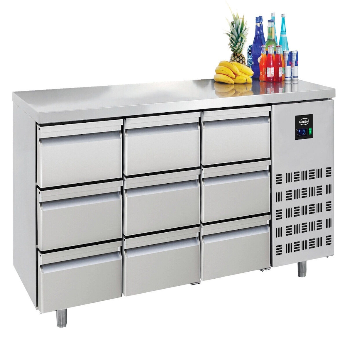 CombiSteel Gastro Edelstahl Kühltisch Kühltheke Kühlung -2/+8°C 9 Schubladen GN1/1 385L