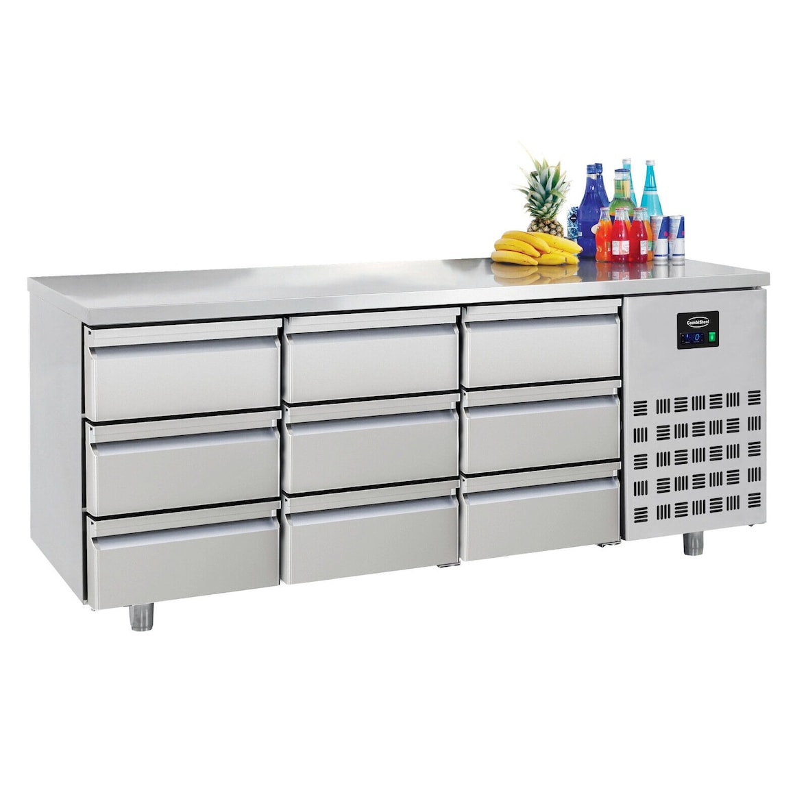 Gastro Edelstahl Kühltisch Kühltheke Kühlung -2/+8°C 9 Schubladen GN1/1 385L