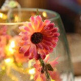 thumbnail of LED Lichterektte Blumen 15 pinke Blüten Blumengirlande Timer 1,45m Innen/Außen