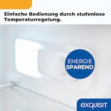 thumbnail of Exquisit Vollraum-Kühlschrank ohne Gefrierfach, 242 Liter, 5 Ablagen, 4 Türablagen, Türanschlag wechselbar, 55 cm Breite, KS320-V-H-040E inoxlook-az
